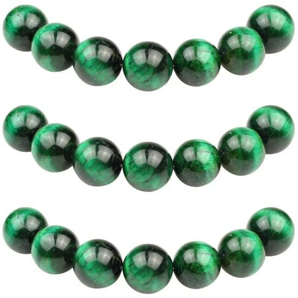 Perles œil de tigre vert 10mm pour bracelet lithothérapie et création