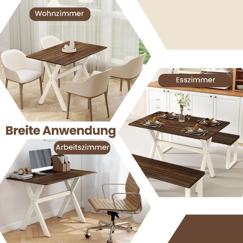Tavolo Moderno Sala da Pranzo COSTWAY | Design Gambe a X Legno 110x71 - 6
