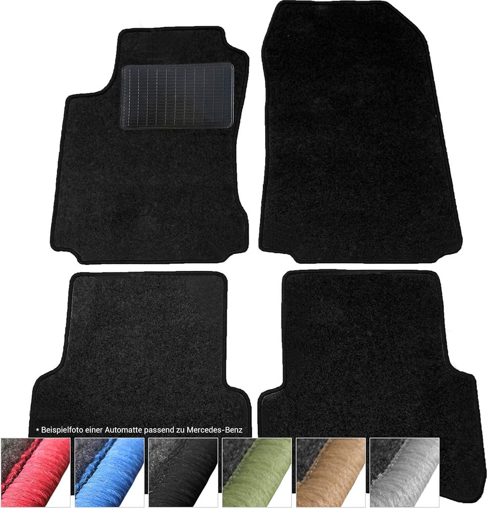 moto-MOLTICO Fußmatten Auto Velours Autoteppiche Schwarz Automatten Set 4-teilig passend für Mercedes-Benz GLK X204 ab 2008 (Schwarze - Ziernähte)