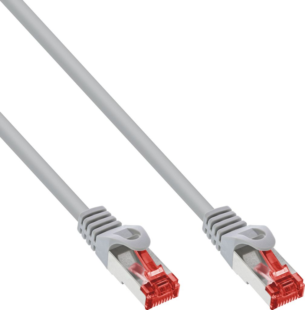 InLine - Patch-Kabel - RJ-45 (M) zu RJ-45 (M) - 50cm - SFTP, PiMF - CAT 6 - ohne Haken, verseilt - Grau (Packung mit 10