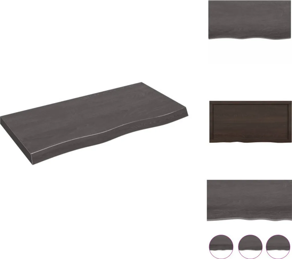 vidaXL Mensola a muro grigio scuro 100x50x(2-6) cm in legno massiccio trattato con rovere - Mensole a muro