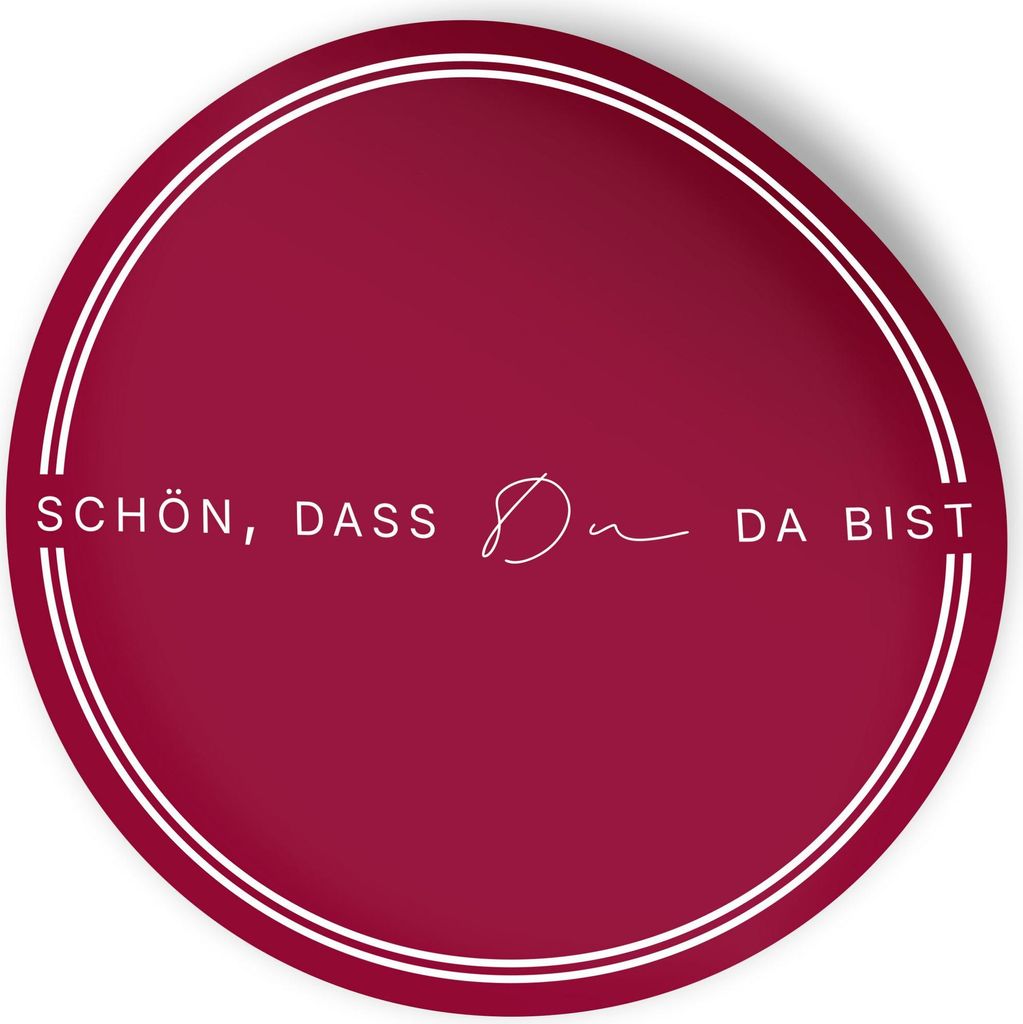 ITENGA 24x Aufkleber Sticker 4cm rund Schön dass du da bist V3 bordeaux rot