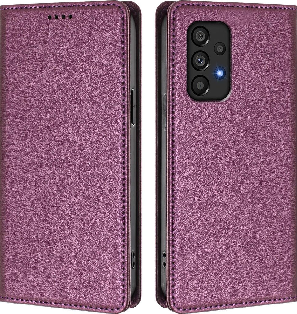 Handyhülle für Samsung Galaxy A53 5G, Kunstleder Klapphülle Stoßfeste Magnetische Hülle mit Ständer Lila