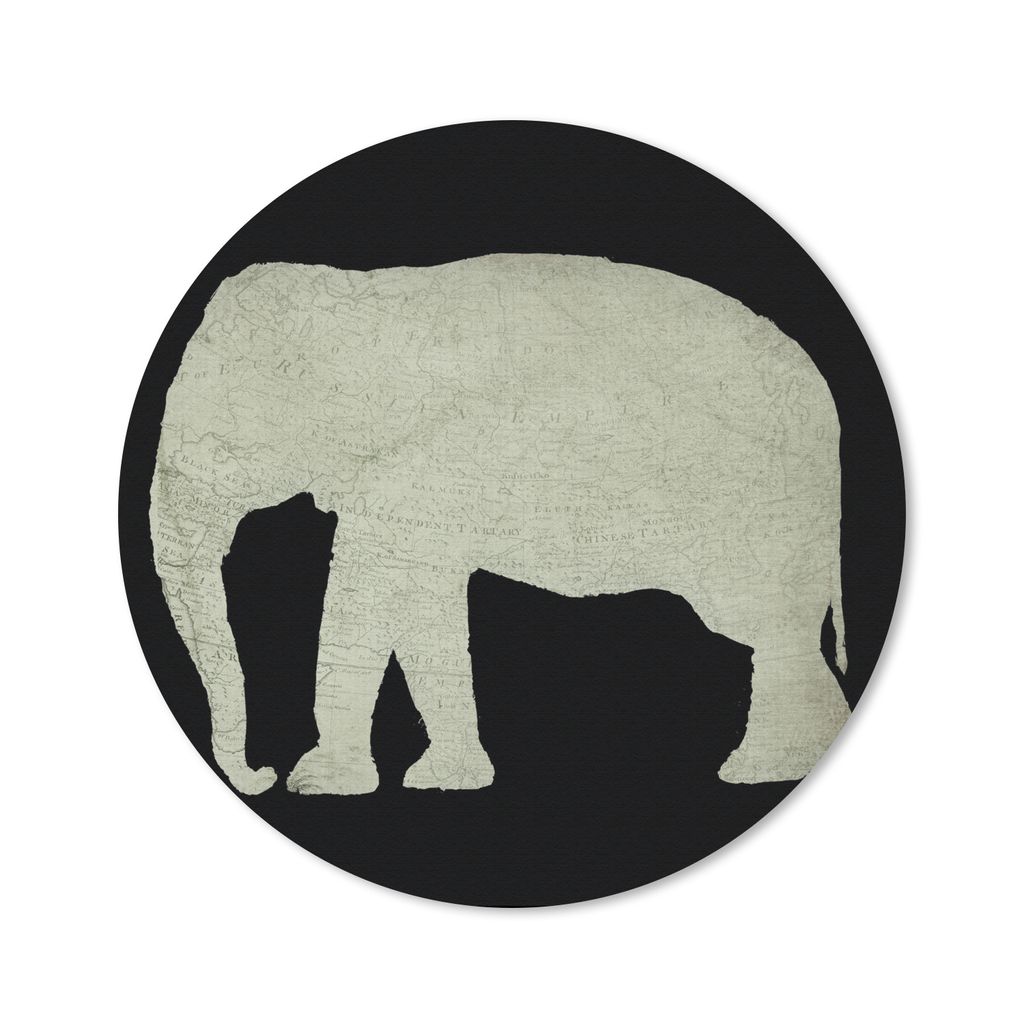 MuchoWow® Mauspad Mousepad Elefant - Karte - Vintage 50x50 Produktbild 