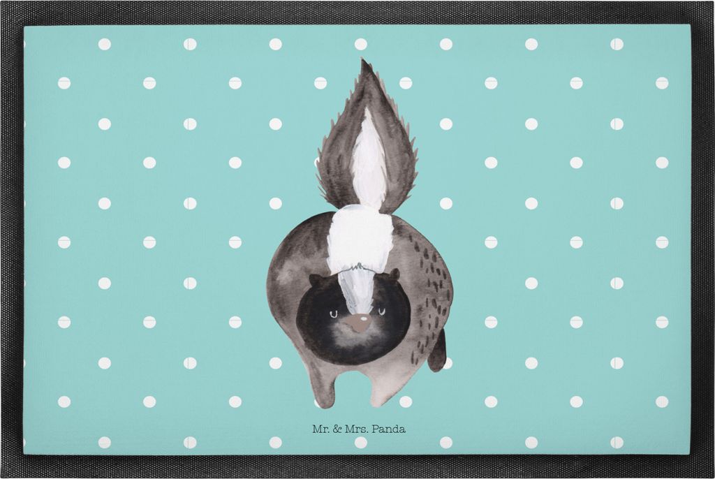 Mr. & Mrs. Panda Schmutzfangmatte Stinktier Angriff 60 x 90 cm - Türkis Pastell - Geschenk, Skunk, Fussmatte, wütend, Gummimatte, Raubtier, fußm...