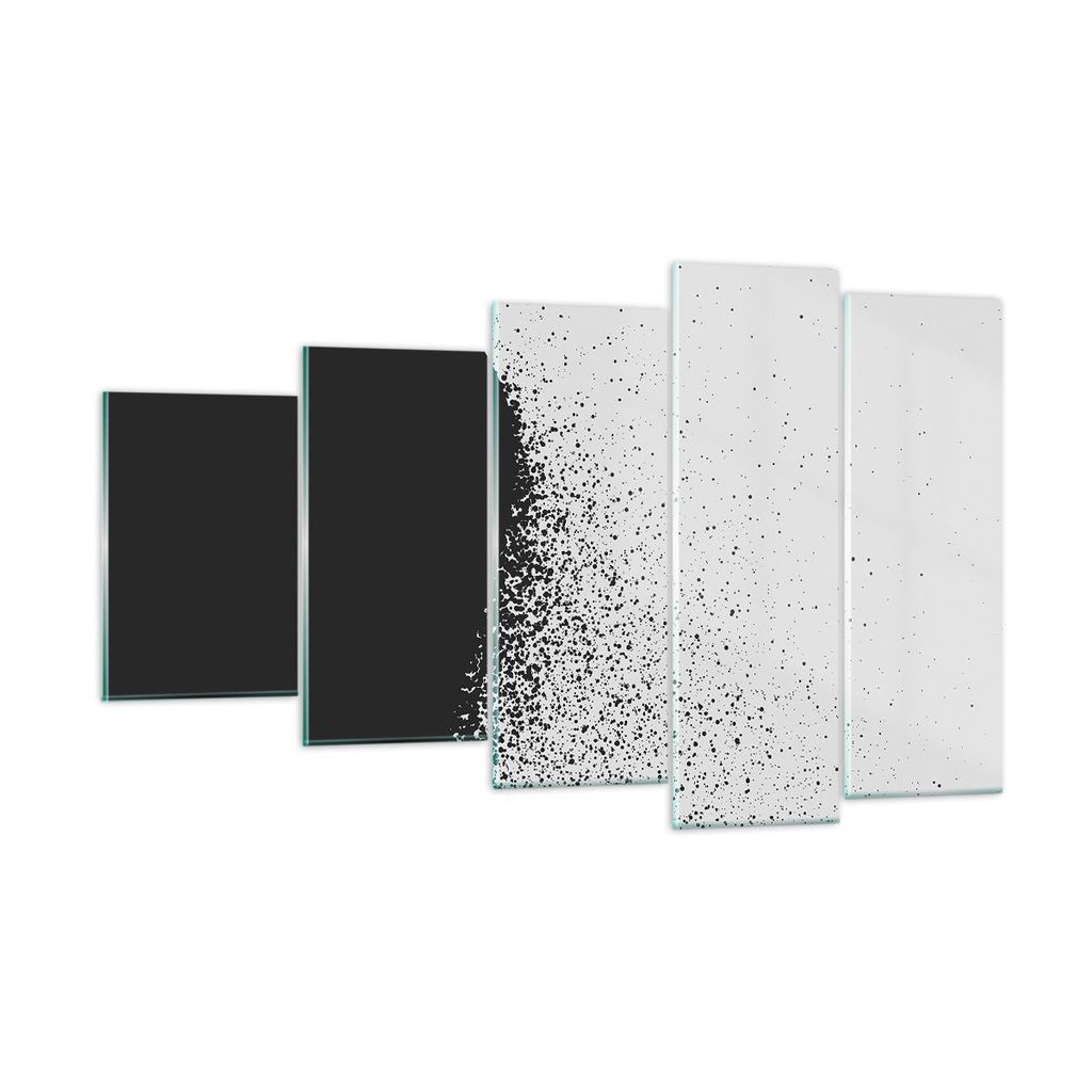 Bilder auf glas - 5 Teile - Abstraktion Schwarzweiß Geometrie - 100x60cm - Glasbilder - Wandbilder - Bilder - Wanddekoration aus Glas - Glas Bilde...