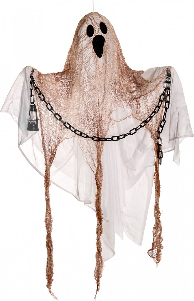 Weißer Geist mit Lichteffekt als Hängefigur 90cm