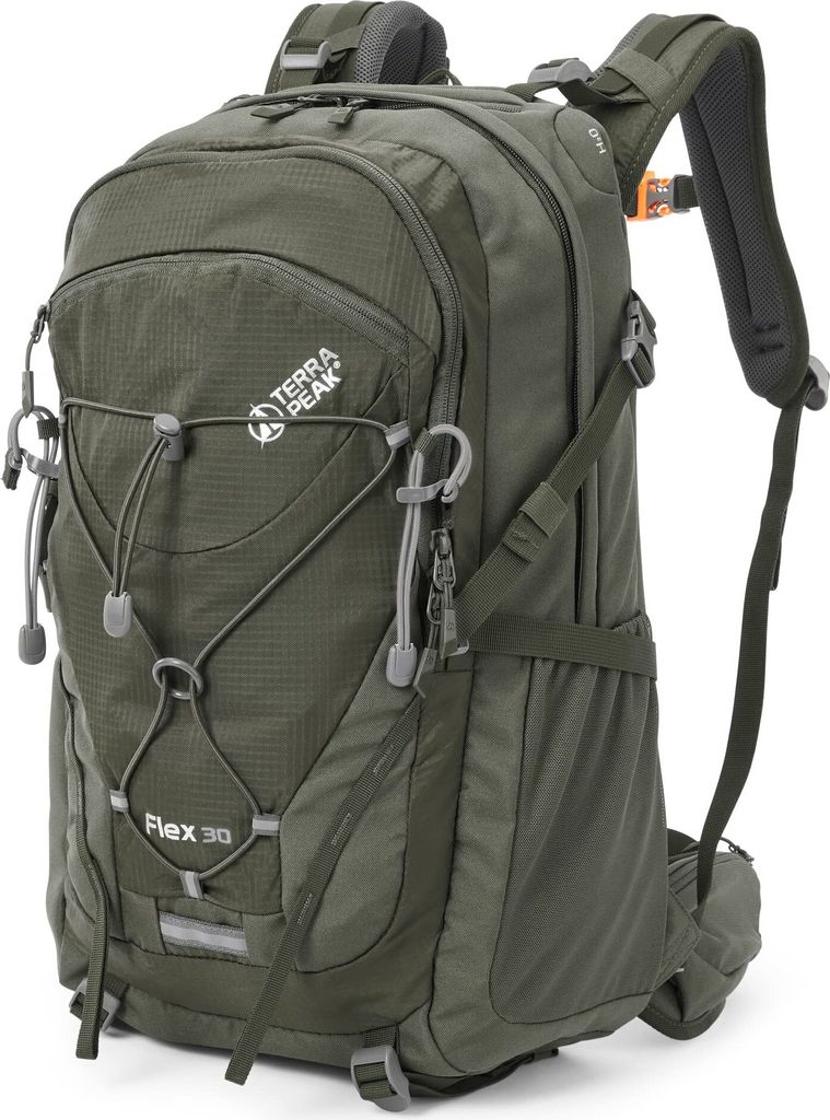 Terra Peak Wanderrucksack 30L Damen Herren Flex 30 Rucksack, olivegrün - Outdoor Reise - Wasserdichter Daypack Skirucksack - Survival Trekkingruck...
