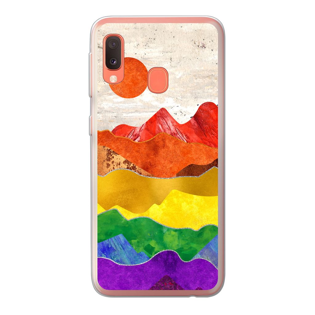 MuchoWow Handyhülle Schutzhülle Hülle für Samsung Galaxy A20e Regenbogen - Marmor - Stolz Silikon Softcase Handy Hülle - Abdeckung