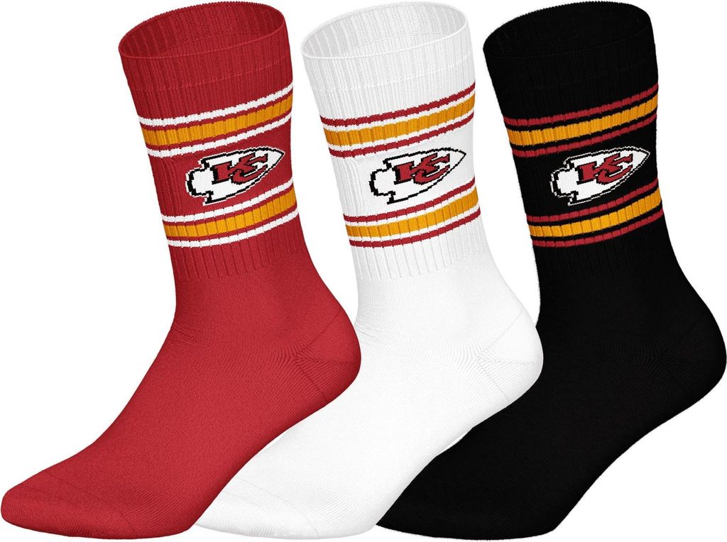 NFL Kansas City Chiefs 3er-Pack weiche Baumwoll-Socken | Produktbild 