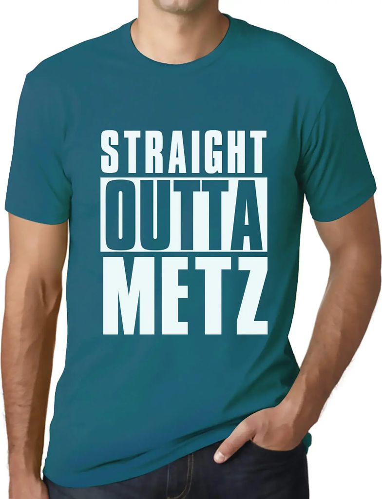 Herren Grafik T-Shirt Straight Outta Metz Öko-Verantwortlich Vintage Jahrgang Kurzarm Lustige Druck Geburtstag Geschenk Mann