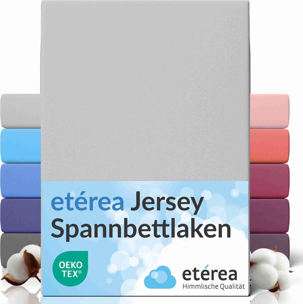 Jersey Spannbettlaken 200x220 cm, 100% Baumwolle Bettlaken Spannbetttuch 200x220 cm - Silber