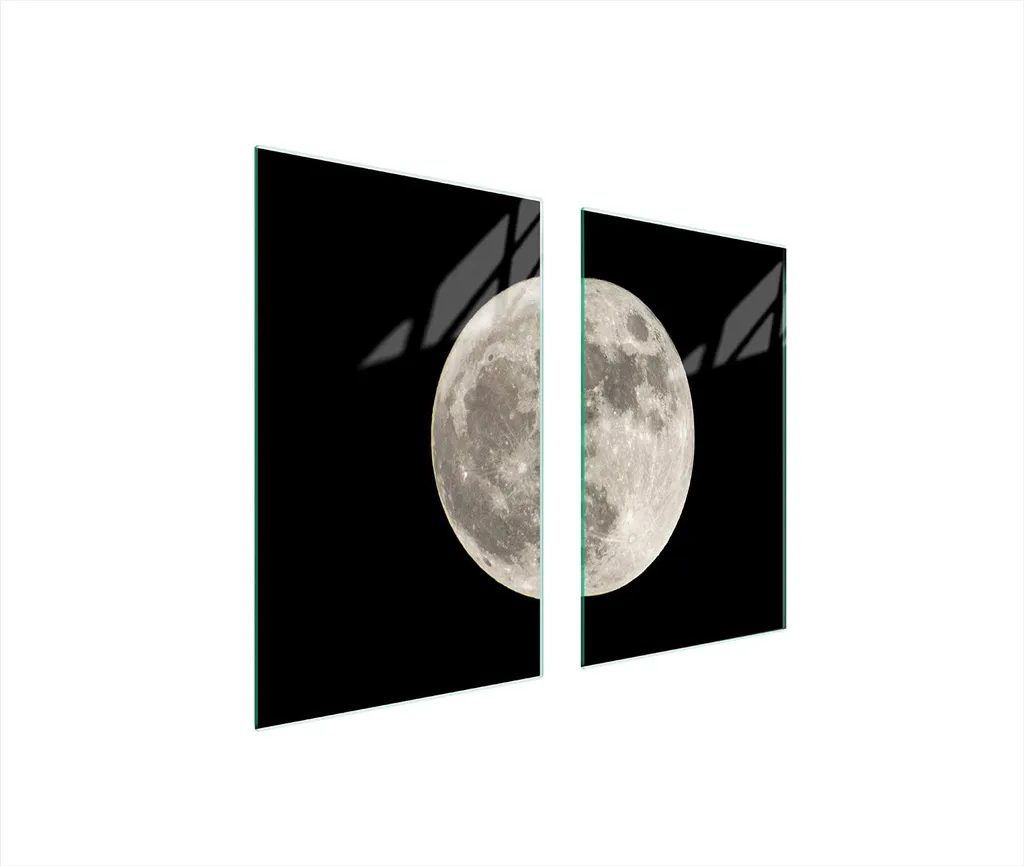Offerta Copri Fornelli 75x52 Vetro Nero Luna - Set 2 Pezzi Tagliere
