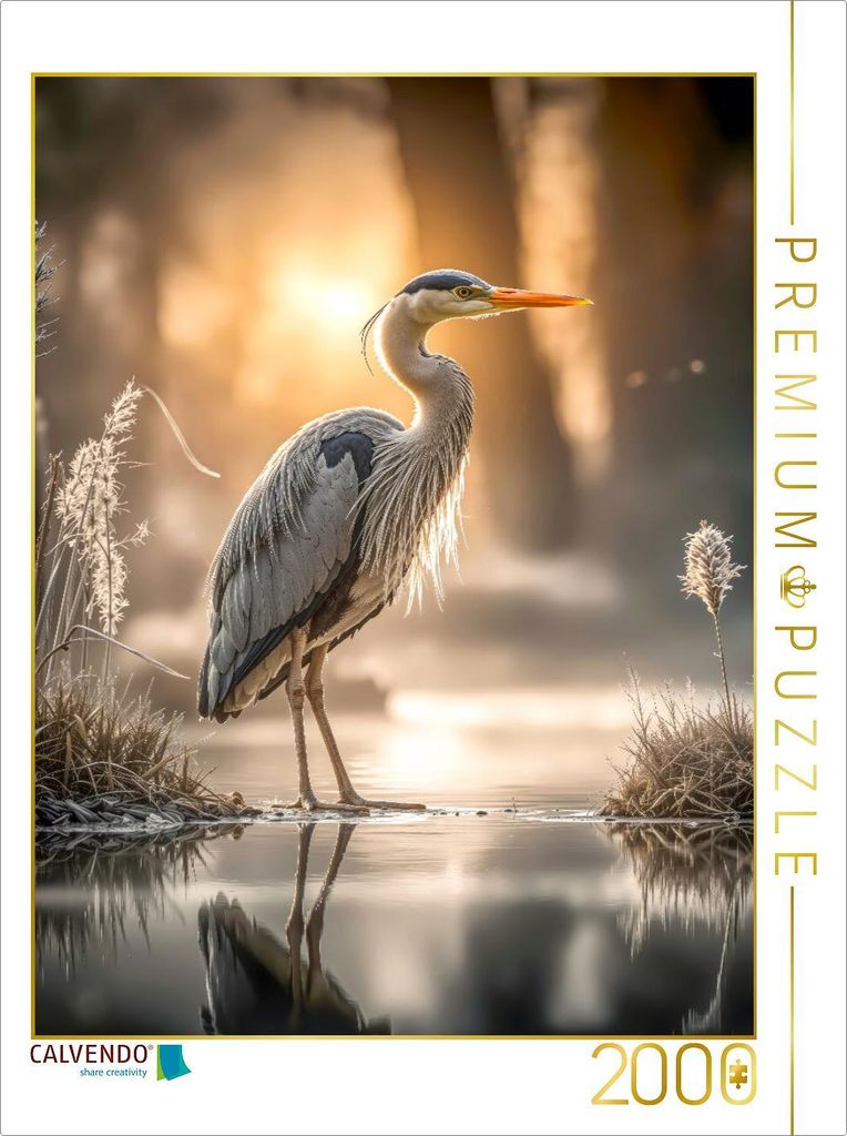 CALVENDO Puzzle Graureiher | 2000 Teile Lege-Größe 90x67cm Foto-Puzzle für glückliche Stunden