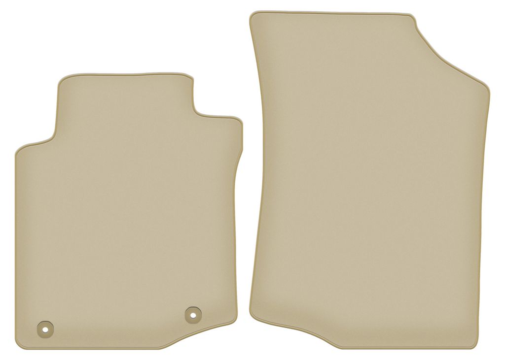Velours-Fußmatten Vorne PREMIUM beige passend für Toyota Aygo I (2005-2014, Schrägheck) – mit Befestigungen – passgenau