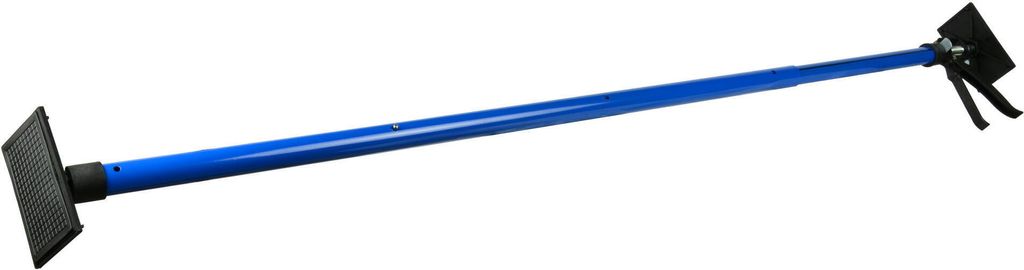 A blue telescoping support pole with black rubberized ends, shown against a white background.