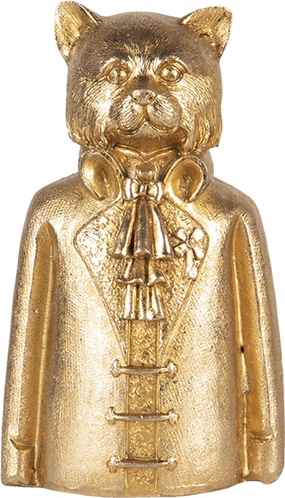 Clayre & Eef Figur Katze 8x6x15 cm Goldfarbig Polyresin