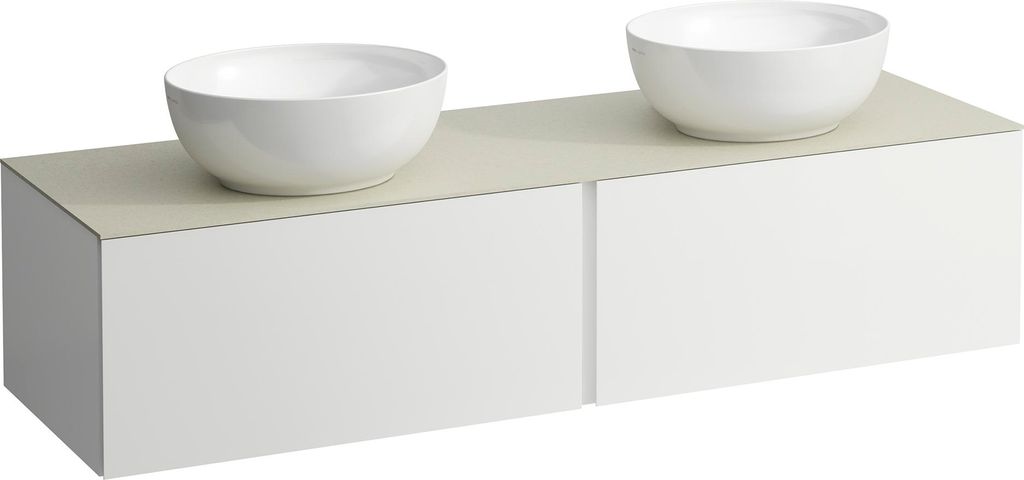 LAUFEN ILBAGNOALESSI Schubladenelement, 1 Hahnloch, Steinplatte Calce Avorio, Ausschnitt rechts/links, 160x50x37cm, 2 Schubladen, H4313570979991