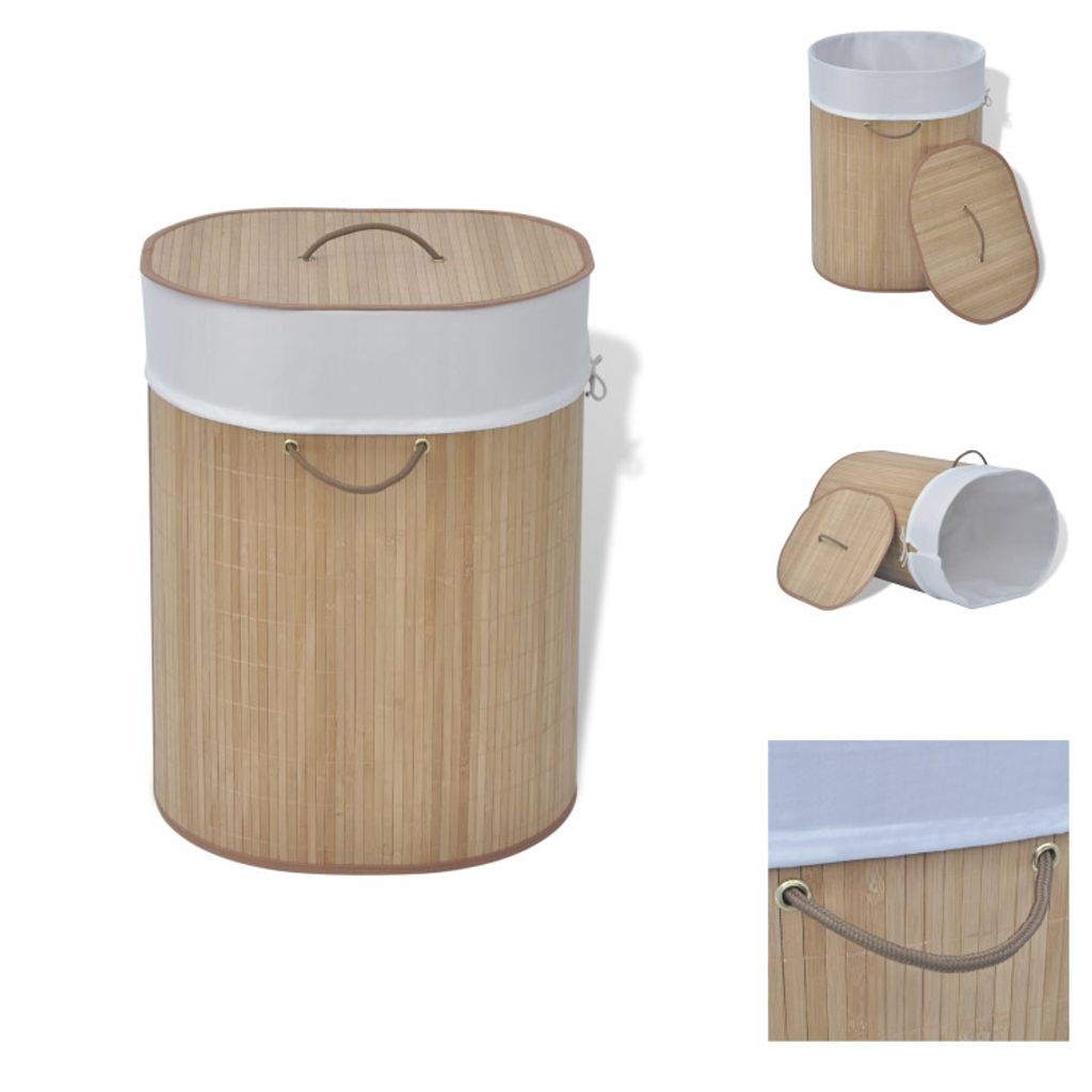 vidaXL Bambus-Wäschekorb Oval Natur - Wäschekörbe