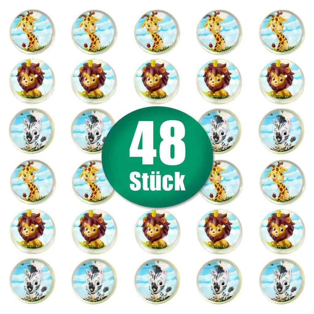 48 Stück Flummi mit Wildtier Bildern - ca. 30 mm