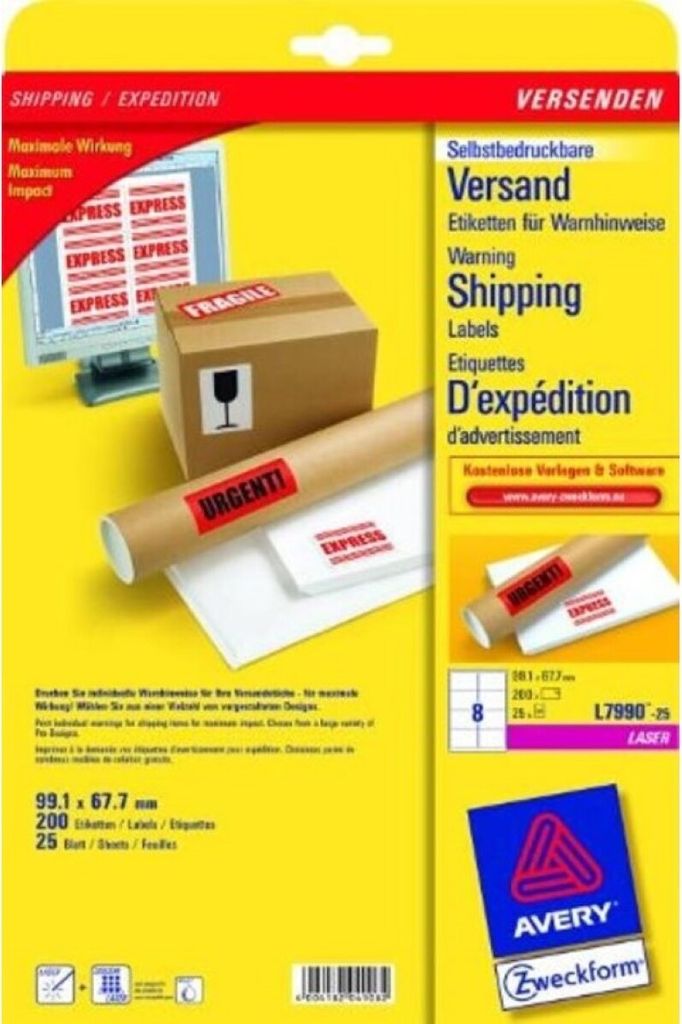 Warnhinweis-Etiketten 67,7x99,1mm Weiß 200x Stück