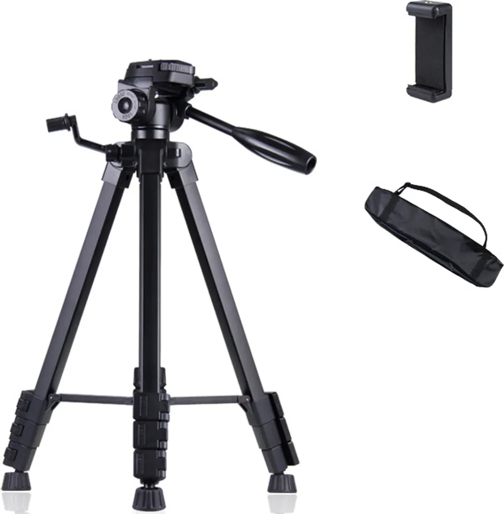Trépied universel 150 cm en aluminium avec support téléphone amovible
