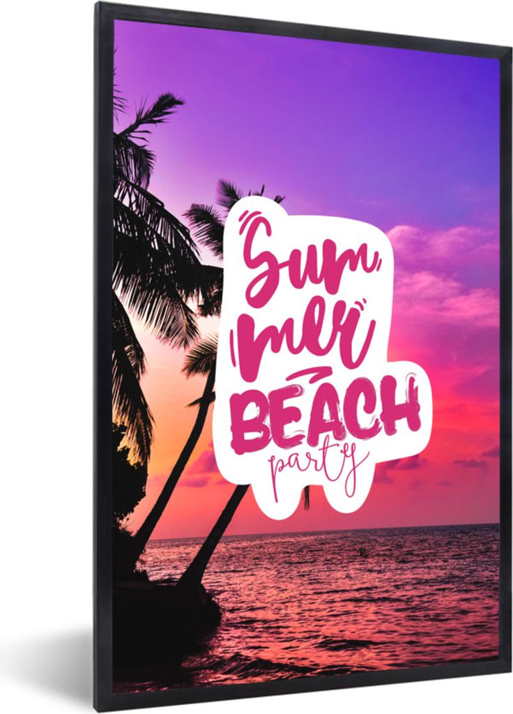 MuchoWow Gerahmtes Poster Sommer - Zitate - Rosa 20x30 cm - Poster mit Schwarzem Bilderrahmen Wandposter Rahmen Foto Bilder - Drucken - Bilder Po...