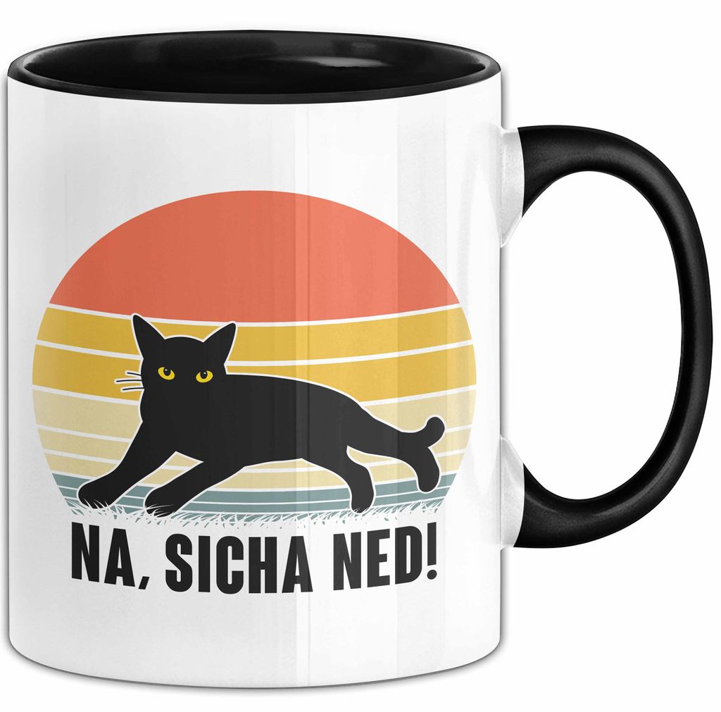 Na Sicher Ned Tasse Geschenk Katze Vintage (Schwarz)