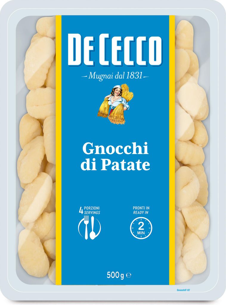 A package of De Cecco Gnocchi di Patate (potato gnocchi).