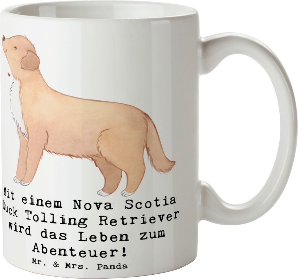 Mr. & Mrs. Panda Kaffeetasse Nova Scotia Duck Abenteuer - Weiß - Geschenk, Hunderassen Eigenschaften, Pott, bedruckt, Hunderasse, Intelligenz, Tri...
