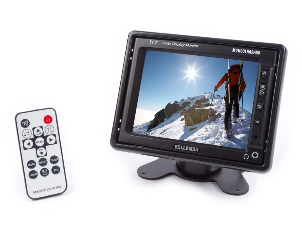 Velleman 5,6" TFT-LCD-Monitor mit Frontsteuerung, ideal für Auto, Wohnmobil und Sicherheit,