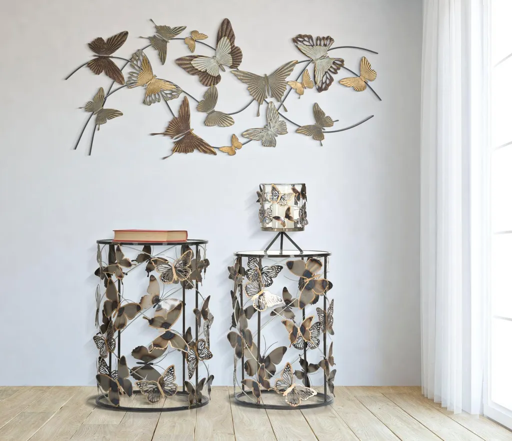 Table Basse Farfalle Noir 42cm : Solution Gain de Place Lot de 2 Tables
