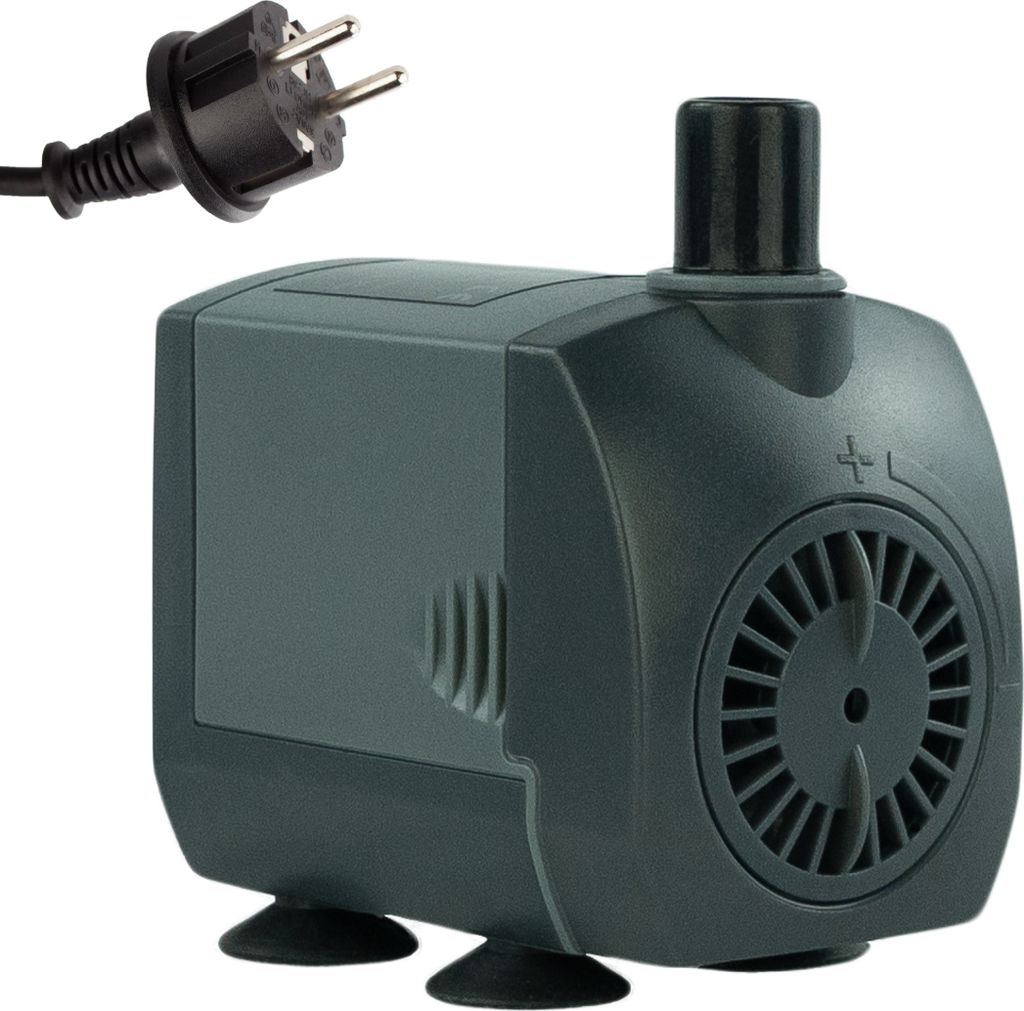 A submersible water pump with a power cord and plug, shown against a white background.