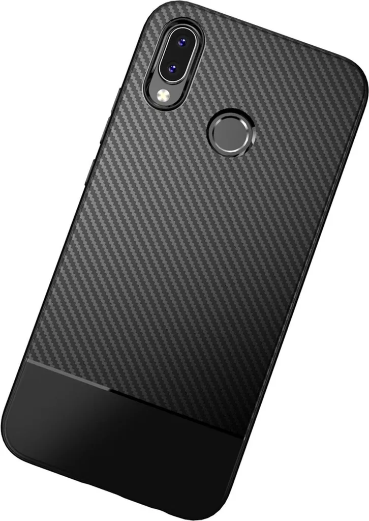 Huawei P20 Lite Custodia per cellulare di NALIA, sottile custodia in silicone morbido sottile aspetto carbonio nero