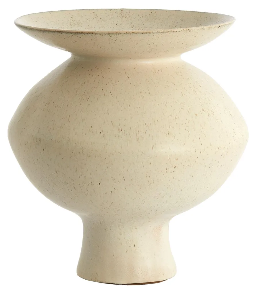 Vase en céramique stable pour grandes fleurs crème mat sable AJUDA
