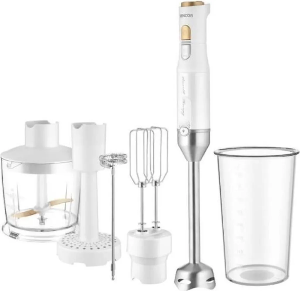 Mixeur plongeant idéal pour soupes et purées Sencor SHB 6441WH complet