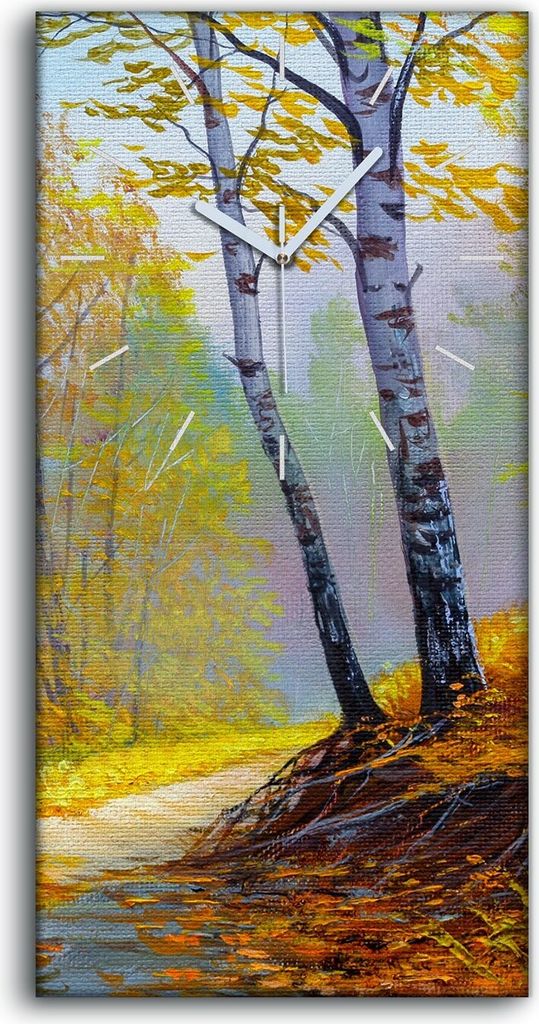 Dekor Leinwand Uhr Wandbilder 30x60 Landschafts Wälder Bäume Wald Herbst - weiße Hände