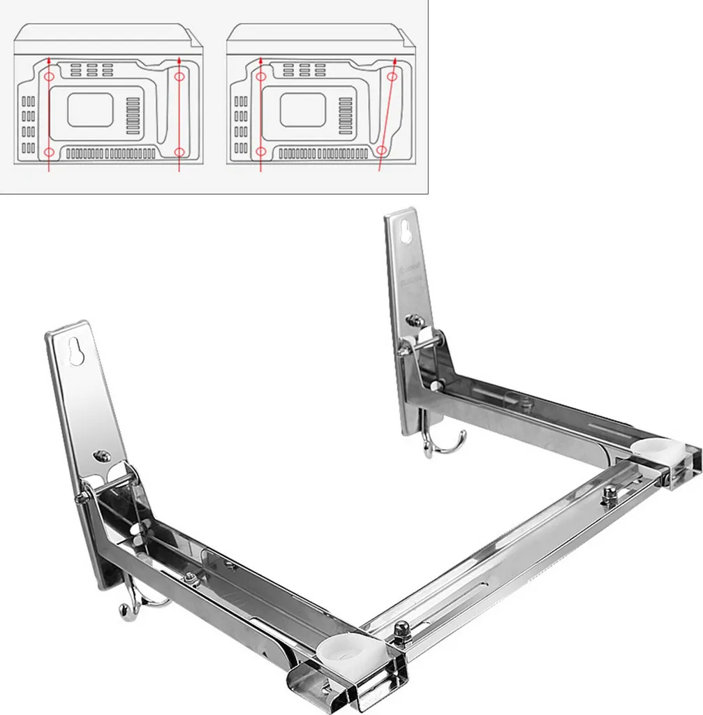 Support mural extensible inox pour micro-ondes - Modèle Pro-200 Argent - 4