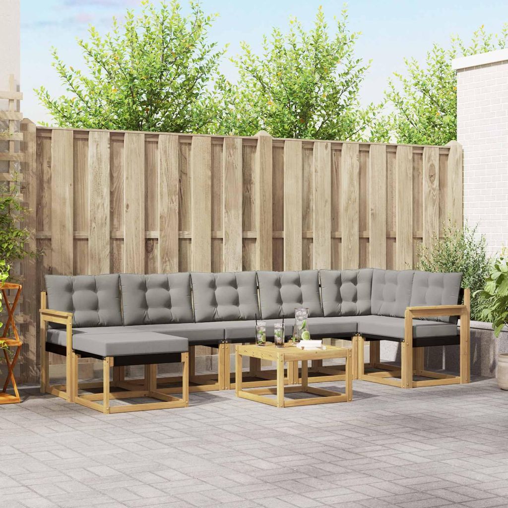 Möbel Outdoor-Sofagarnitur mit Kissen 8 pcs Weiß und HellgrauGartensofas - Gartensofas c3820