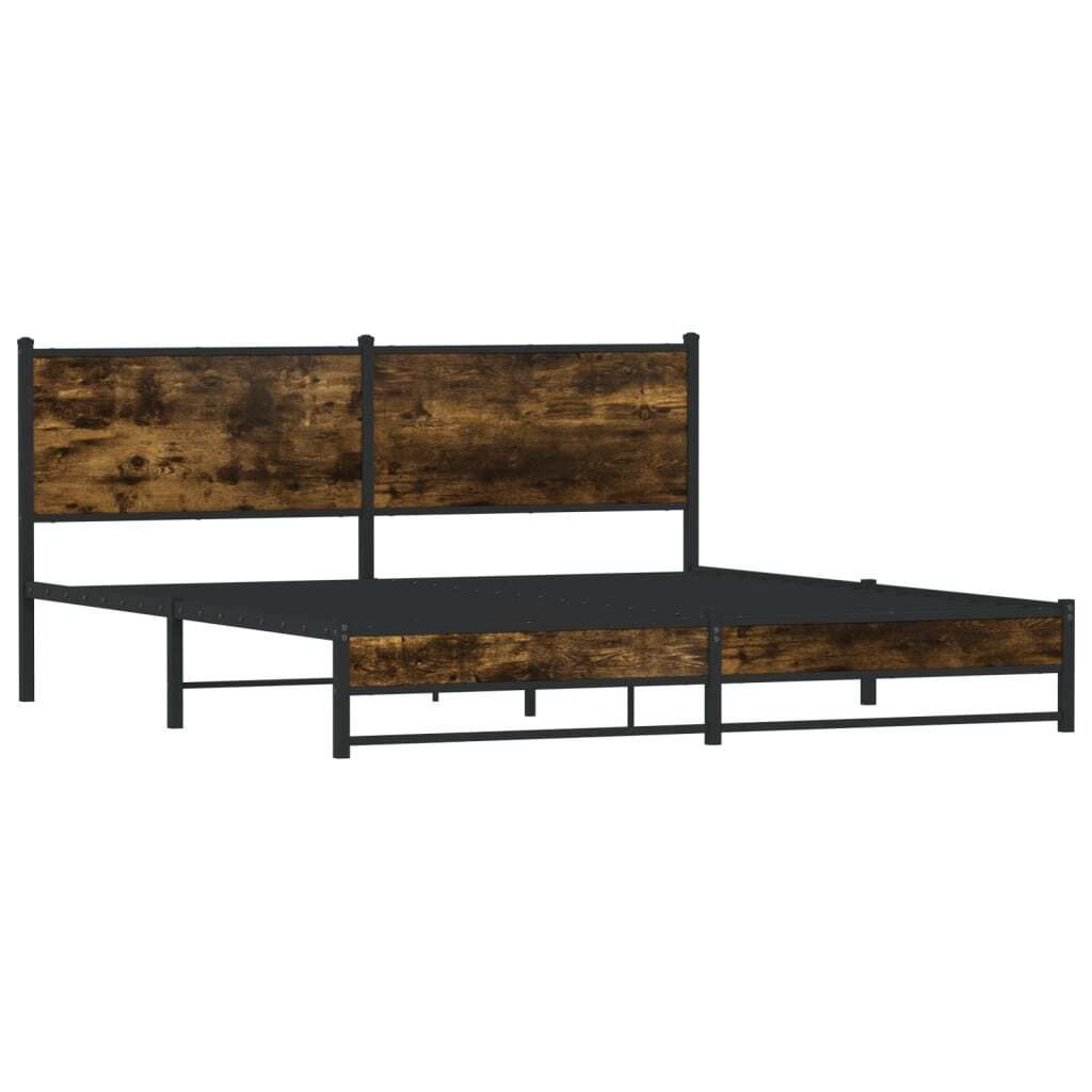 vidaXL Metallbett ohne Matratze Räuchereiche 160x200 cm