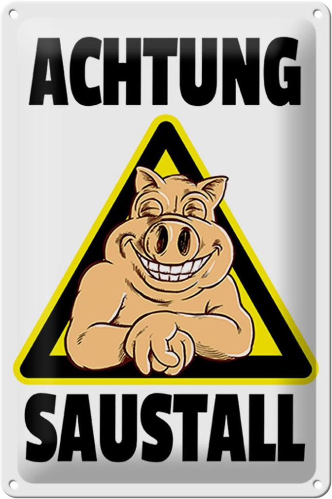 Blechschild Tiere 20x30cm Schwein Achtung Saustall