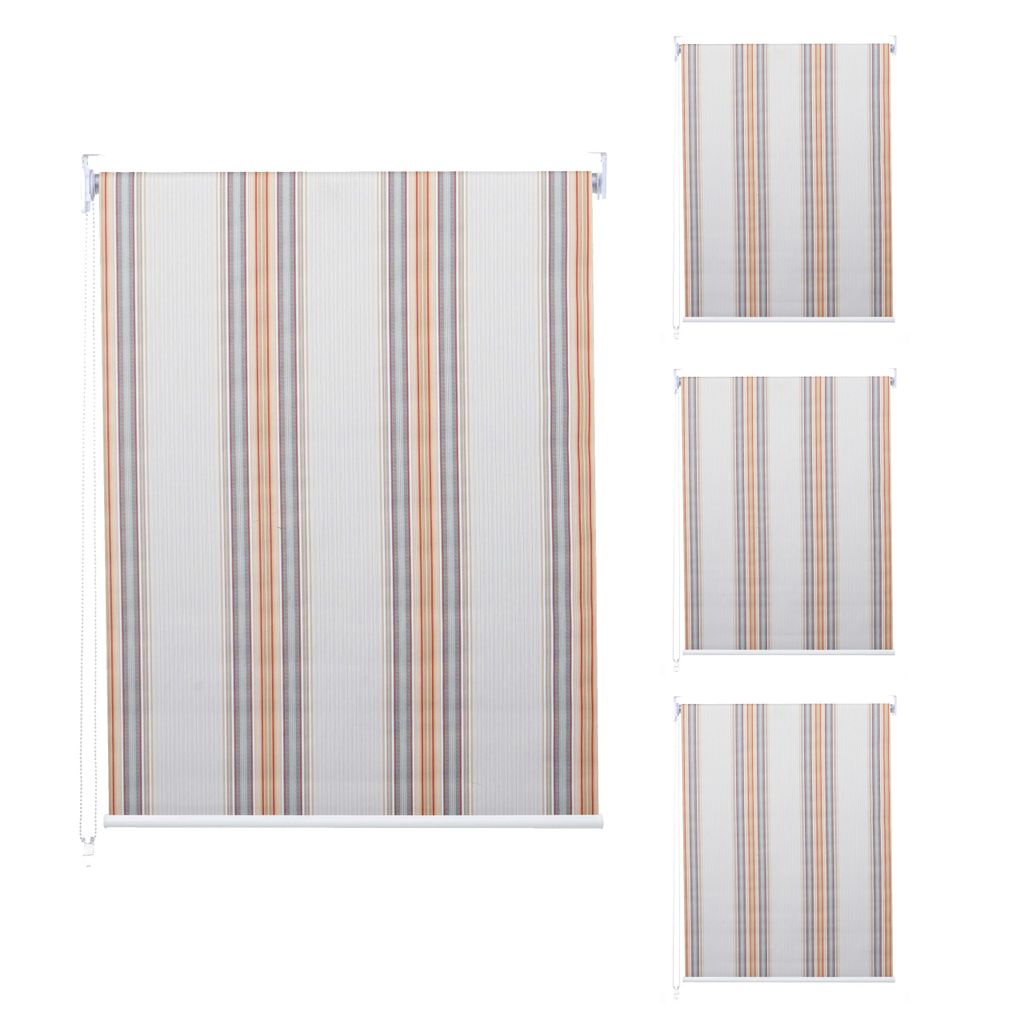 4er-Set Rollo MCW-D52, Fensterrollo Seitenzugrollo Jalousie, 120x230cm Sonnenschutz blickdicht grau/braun/orange