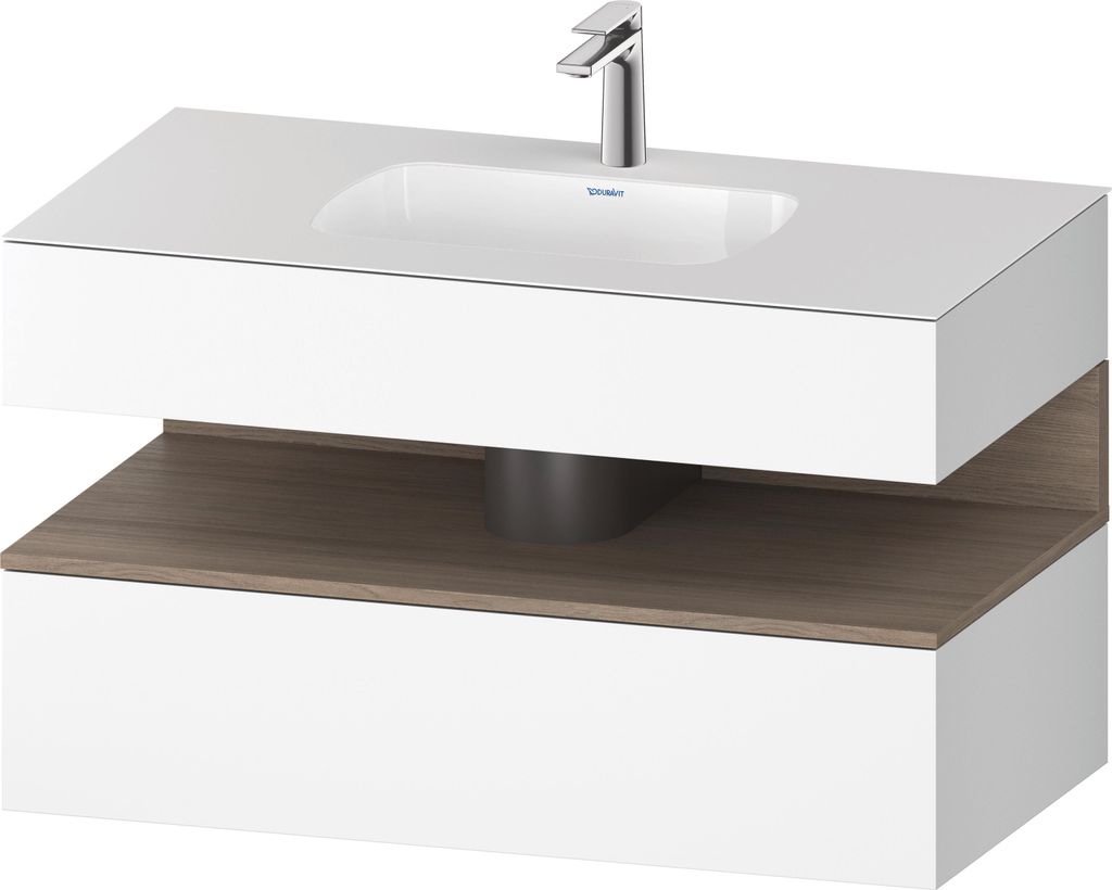 Duravit Qatego Einbauwaschtisch mit Konsolenwaschtischunterbau, 1000x550x600mm, Nische Eiche Terra, QA4786035180000