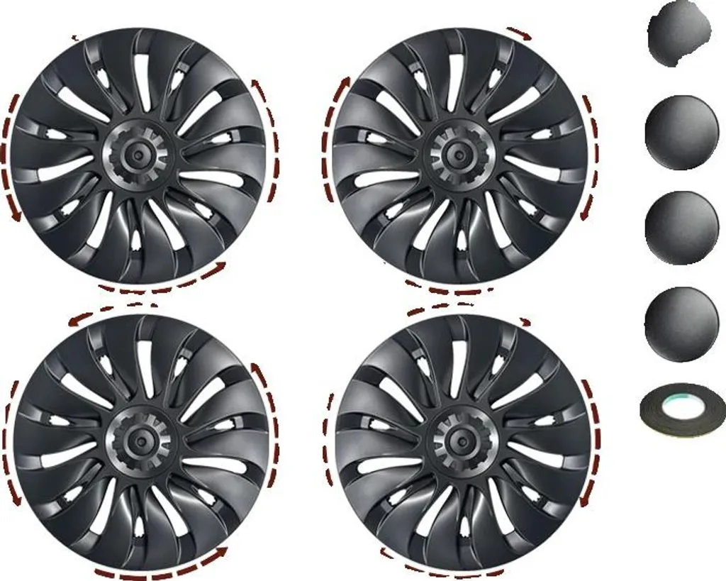 Enjoliveurs intégraux pour Tesla Model Y LR, design Gris Arme élégant