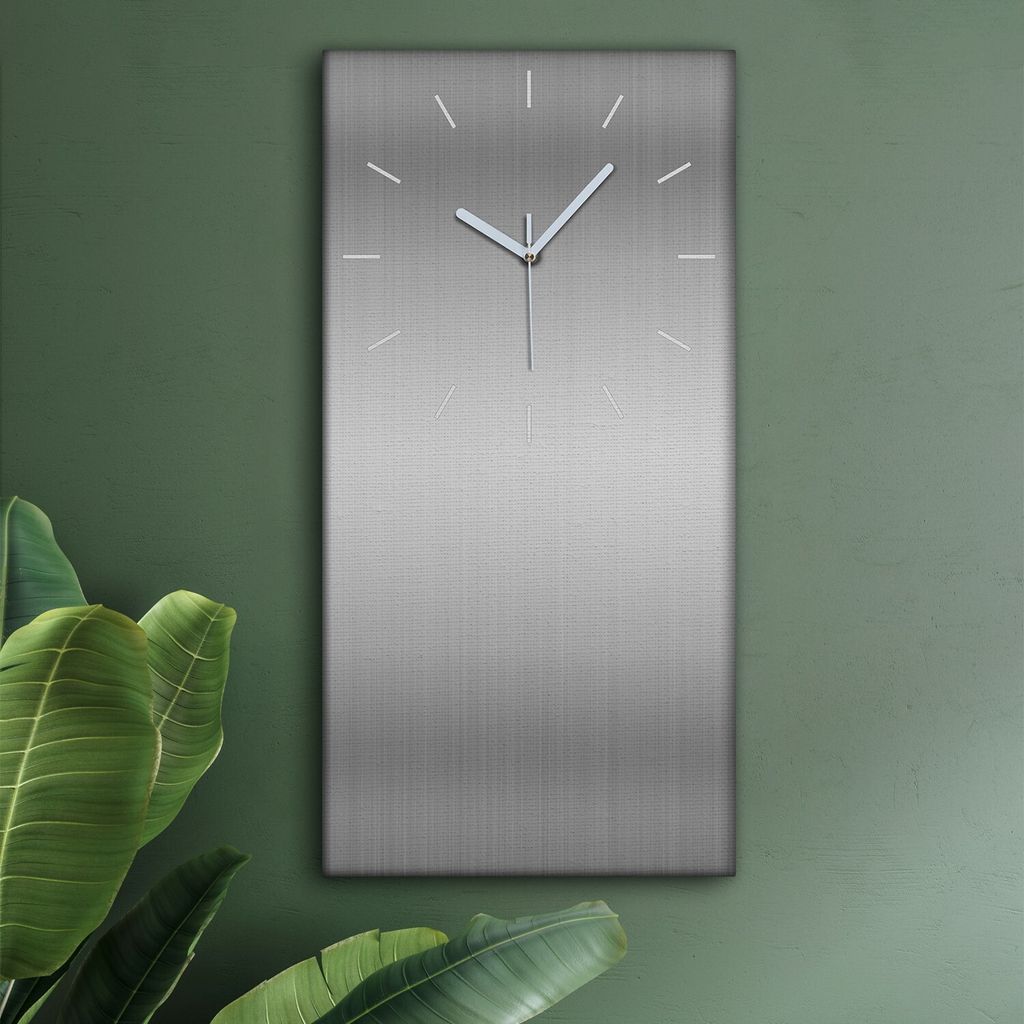 Wohnzimmer Leinwand Uhr Geräuschlos Küche 30x60 Metall, Stahl, Motive, Texture, weiße Zeiger