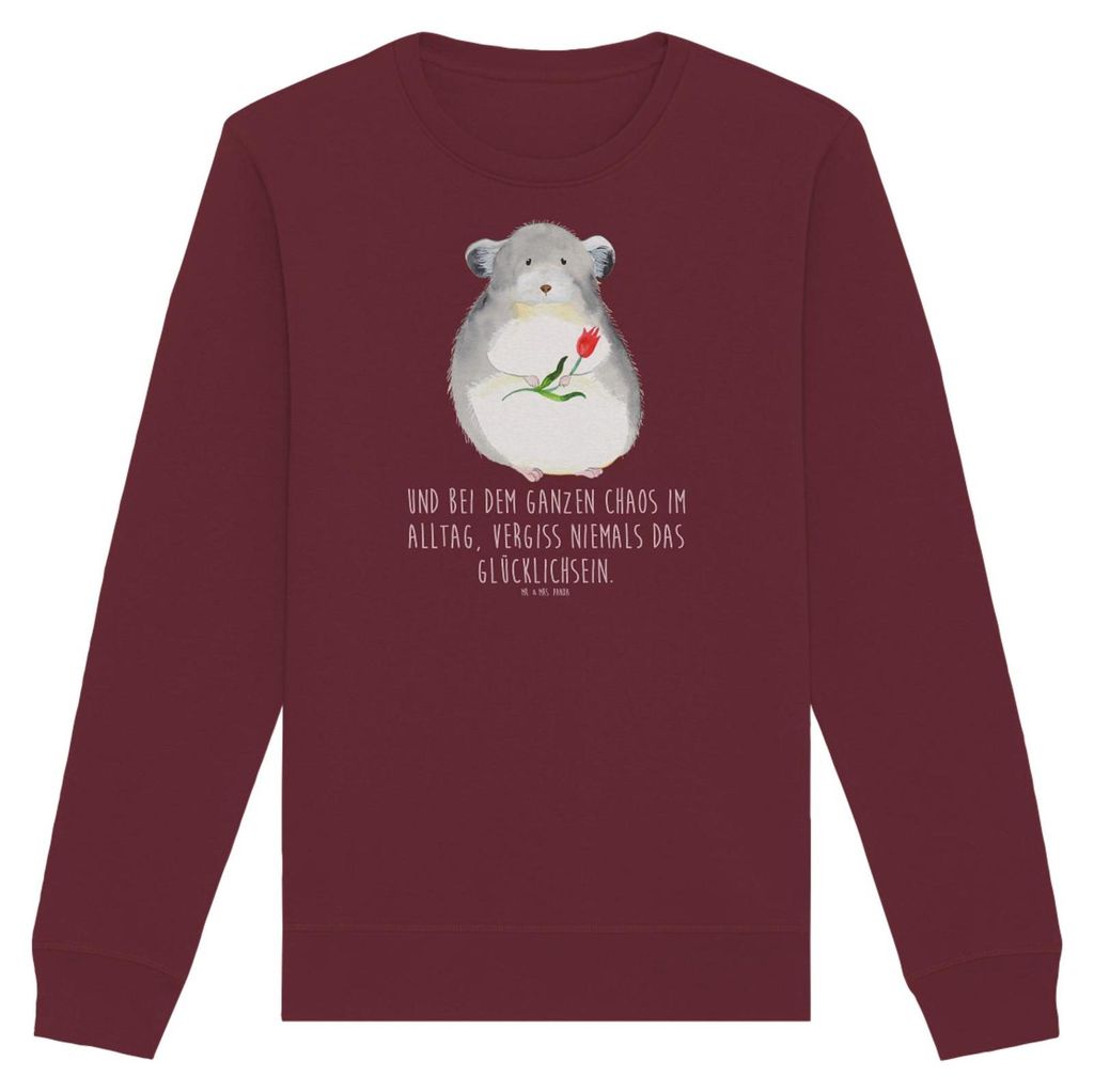 Mr. & Mrs. Panda Baumwoll Sweatshirt Chinchilla Blume Größe XL - Burgundy - Geschenk, Chaos, Liebeskummer, Bio Pullover, Sweater, Lustige Sprüch...
