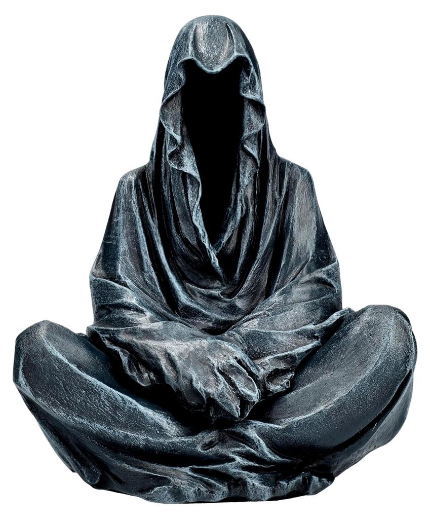 Räucherkegelhalter Sensenmann – Gothic Figur mit Rauch-Effekt und Geheimfach, 17 cm