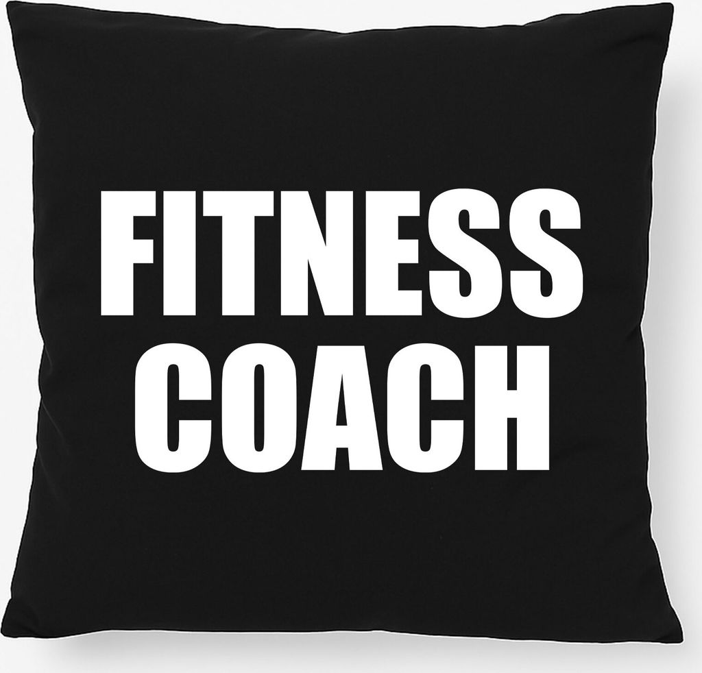 Huuraa Kissen Fitness Coach Training 40x40cm mit Füllung Black Baumwolle Dekokissen Geschenkidee