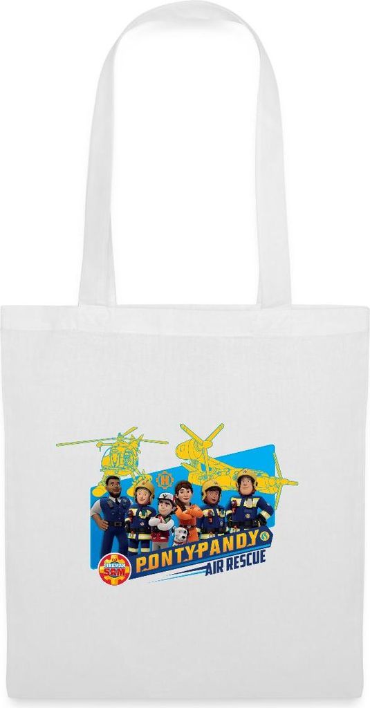 Spreadshirt Feuerwehrmann Sam Pontypandy Air Rescue Stoffbeutel, One size, Weiß