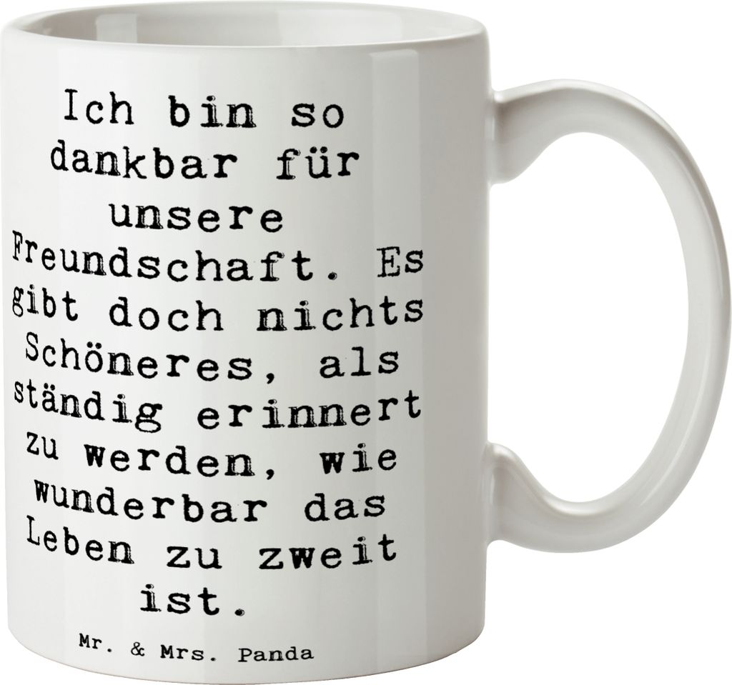 Mr. & Mrs. Panda Tasse Spruch Dankbarkeit für Freundschaft - Weiß - Geschenk, Stimmung, Treue, Bedruckte, haferl, schöne, Motivation, Freunde we...